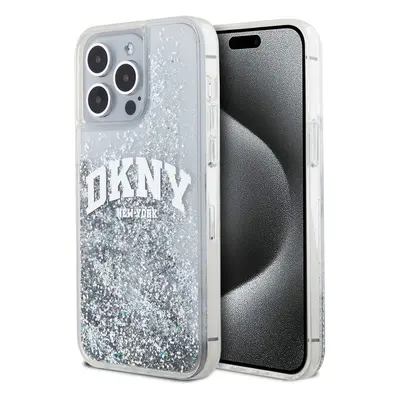 Pouzdro DKNY Liquid Glitter Arch Logo zadní kryt Apple iPhone 15 PRO MAX Transparent