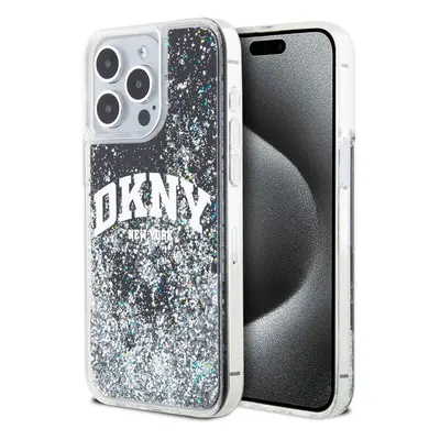 Pouzdro DKNY Liquid Glitter Arch Logo zadní kryt Apple iPhone 15 PRO MAX Black