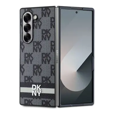 DKNY PU Leather Checkered Pattern and Stripe pro Samsung Galaxy Z Fold 6 Black