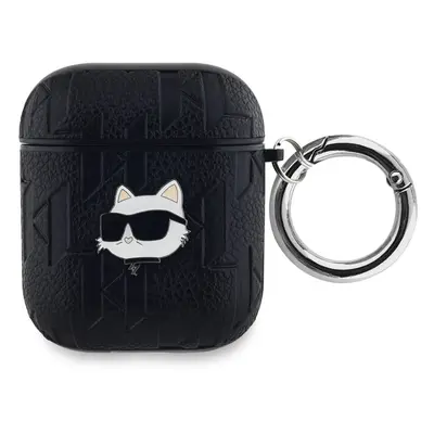 Pouzdro Karl Lagerfeld PU Embossed Choupette Head Apple AirPods 1/2 Black