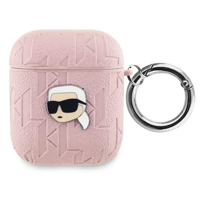 Pouzdro Karl Lagerfeld PU Embossed Karl Head Apple AirPods 1/2 Pink