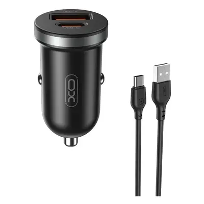 CL autonabíječka XO CC56 PD3.0 + QC3.0 1xUSB 20W, 1xUSB-C 30W + kabel USB to USB-C černá