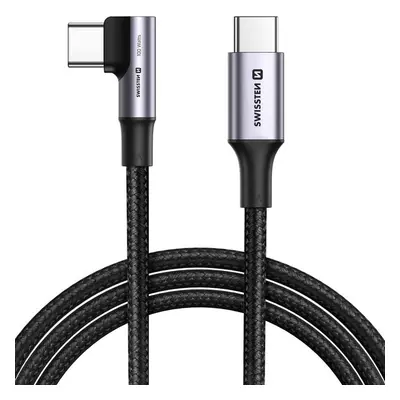 USB datový kabel USB-C / USB-C SWISSTEN Arcade Gaming 100W 5A/20V 2m oplétaný kolmý grafitový