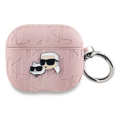 Pouzdro Karl Lagerfeld PU Embossed Karl and Choupette Heads Apple AirPods 3 Pink