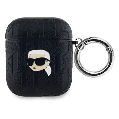 Pouzdro Karl Lagerfeld PU Embossed Karl Head Apple AirPods 1/2 Black