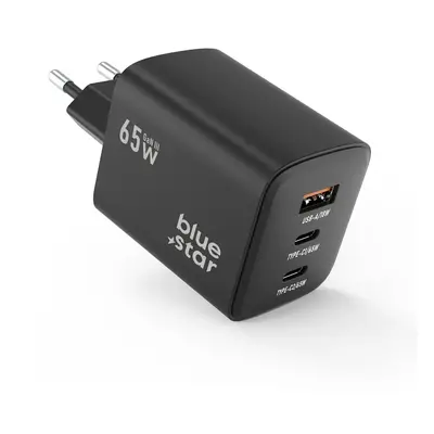 Nabíječka BlueStar GaN PD 65W 2x USB-C + 1x USB-A náhrada Samsung EP-T6530 S24 Series černá