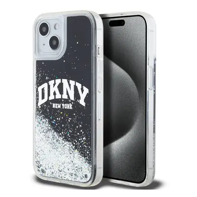 Pouzdro DKNY Liquid Glitter Arch Logo zadní kryt Apple iPhone 15 Black