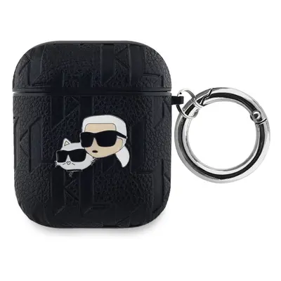 Karl Lagerfeld PU Embossed Choupette Heads Pouzdro pro AirPods 1/2 KLA2PGKCPK