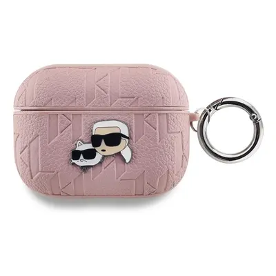 Pouzdro Karl Lagerfeld PU Embossed Karl and Choupette Heads Apple AirPods PRO Pink