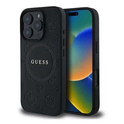 Guess Saffiano Peony Stamp MagSafe pro iPhone 16 Pro Black