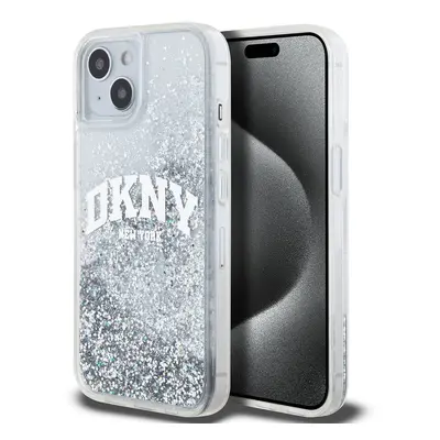 Pouzdro DKNY Liquid Glitter Arch Logo zadní kryt Apple iPhone 14 Transparent