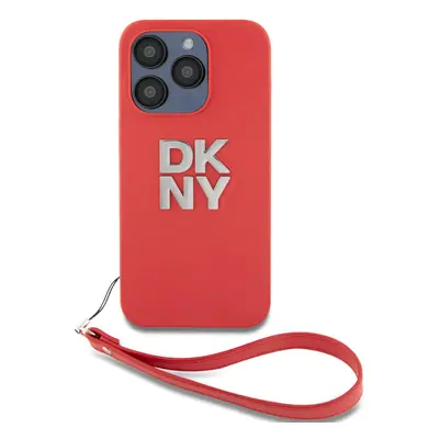 Pouzdro DKNY PU Leather Stack Logo Wrist Strap zadní kryt Apple iPhone 14 PRO Red