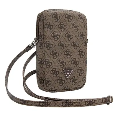 Pouzdro Guess PU 4G Triangle Logo Wallet Phone Bag Zipper Brown