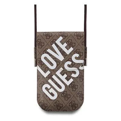 Pouzdro Guess PU 4G Big Love Logo taška na telefon Brown