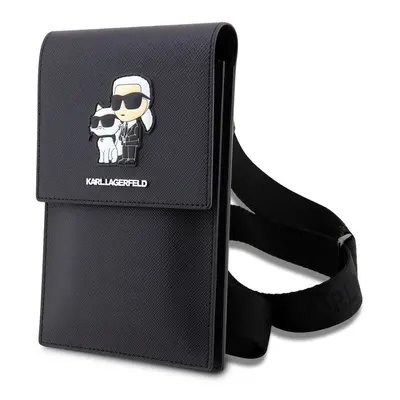 Pouzdro Karl Lagerfeld Saffiano Metal Logo NFT Wallet Phone Bag Black