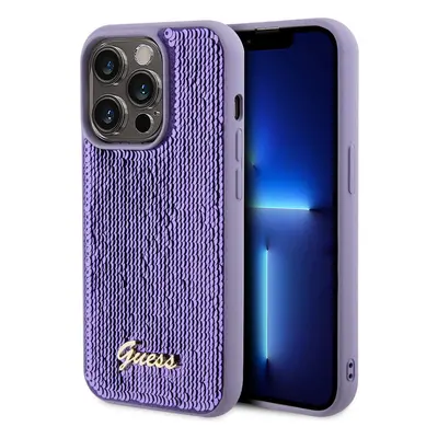 Pouzdro Guess Sequin Script Logo zadní kryt Apple iPhone 15 PRO MAX Purple