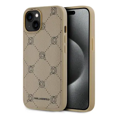 Pouzdro Karl Lagerfeld PU Karl Heads Pattern Magsafe zadní kryt Apple iPhone 14 Beige