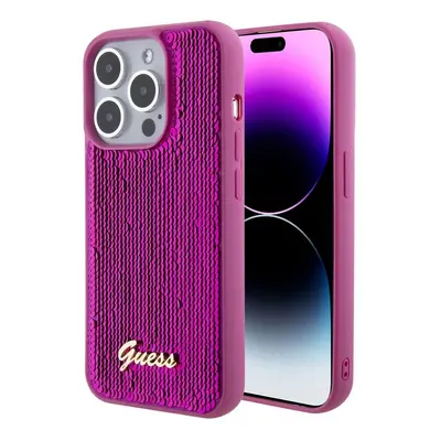 Pouzdro Guess Sequin Script Logo zadní kryt Apple iPhone 15 Magenta