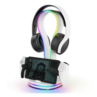 iPega P5P23 nabíjecí RGB stojan pro Playstation Portal Remote Player s držákem na sluchátka Whit