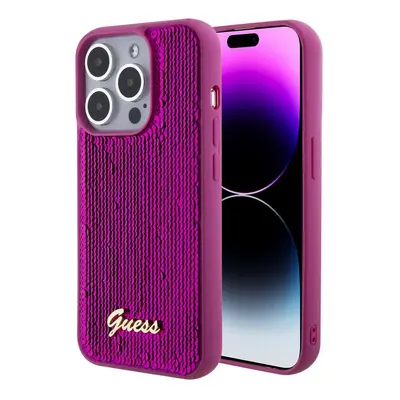 Pouzdro Guess Sequin Script Logo zadní kryt Apple iPhone 15 PRO MAX Magenta