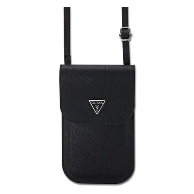 Pouzdro Guess PU Grained Triangle Logo taška na telefon Black