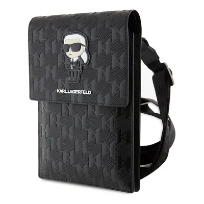 Pouzdro Karl Lagerfeld Saffiano Monogram Wallet Phone Bag Ikonik NFT Black