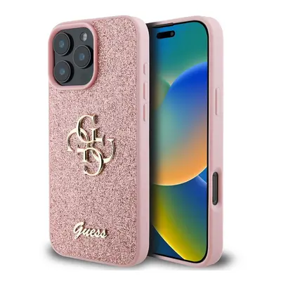 Guess PU Fixed Glitter 4G Metal Logo pro iPhone 16 Pro Max Pink