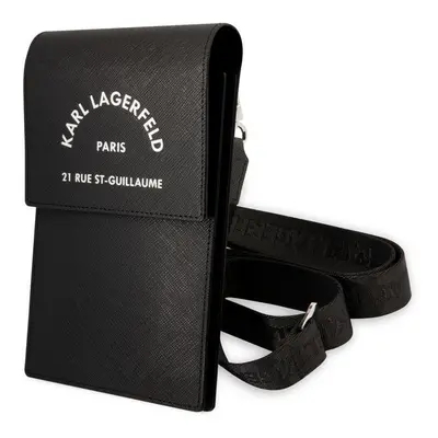 Pouzdro Karl Lagerfeld Saffiano Rue Saint Guillaume Wallet Phone Bag Black