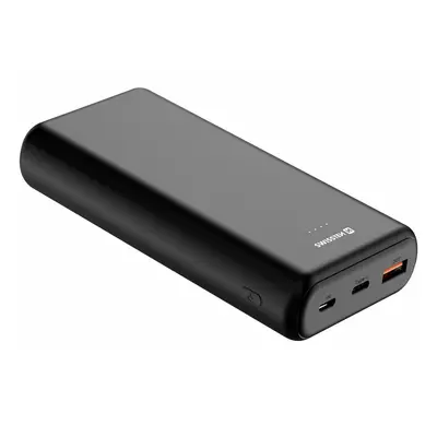 Zdroj záložní PowerBank 20000mAh SWISSTEN Line 20W QC 3.0 Li-pol, USB, USB-C, microUSB černý