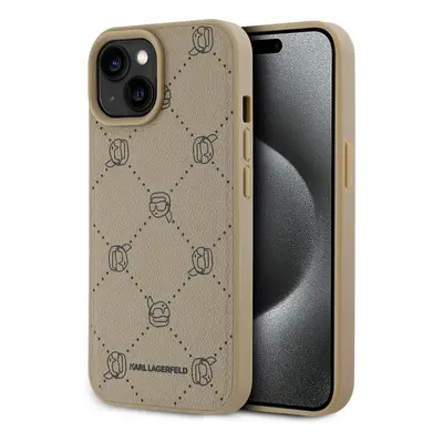 Pouzdro Karl Lagerfeld PU Karl Heads Pattern Magsafe zadní kryt Apple iPhone 15 Beige