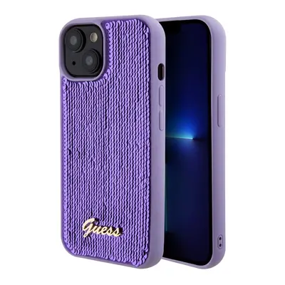 Pouzdro Guess Sequin Script Logo zadní kryt Apple iPhone 15 Purple