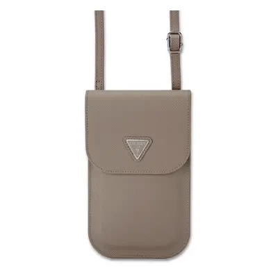 Pouzdro Guess PU Grained Triangle Logo taška na telefon Brown