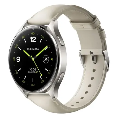 Hodinky Xiaomi Watch 2 Titan Gray GPS, NFC Google Pay kožený pásek bílý