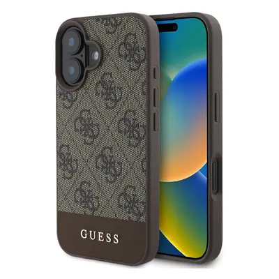 Guess PU 4G Stripe Zadní pro iPhone 16 Brown