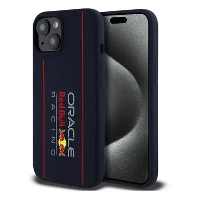 Pouzdro Red Bull Silicone Vertical Logo MagSafe zadní kryt Apple iPhone 15 Navy