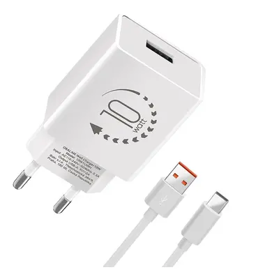 Obal:Me Cestovní USB-A 10W + USB-A/USB-C Kabel 1m White 10W1UWH-C