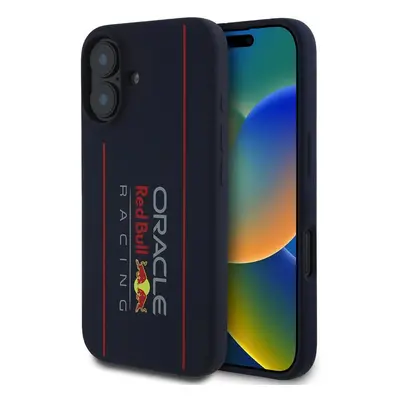 Pouzdro Red Bull Silicone Vertical Logo MagSafe zadní kryt Apple iPhone 16 Navy