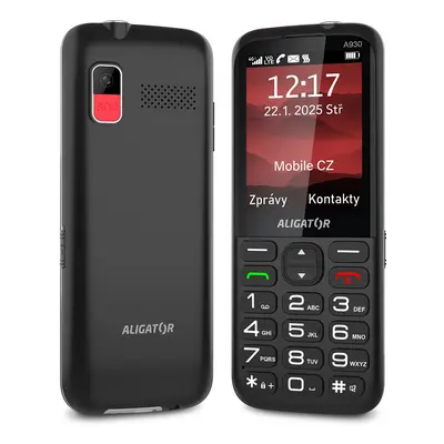 Aligator A930 GPS 4G LTE Senior + stolní nabíječka + aplikace Záchranka černá