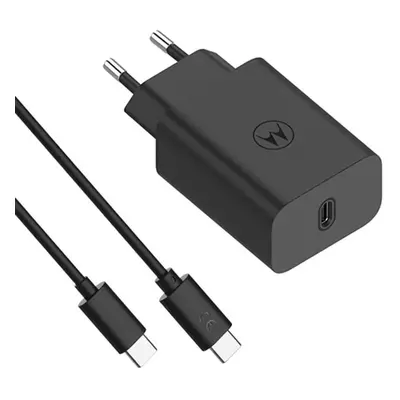 Nabíječka Motorola MC-309 USB-C 30W Turbopower cestovní QC + USB-C-USB-C kabel Original Black