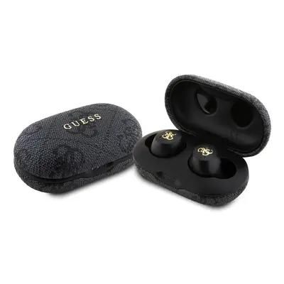 Sluchátka Bluetooth Guess True Wireless 4G PU Metal Logo BT5.3 Stereo Earphones Black