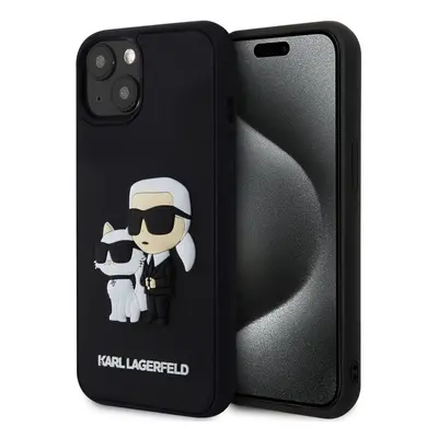 Pouzdro Karl Lagerfeld 3D Rubber Karl and Choupette zadní kryt Apple iPhone 14 Black