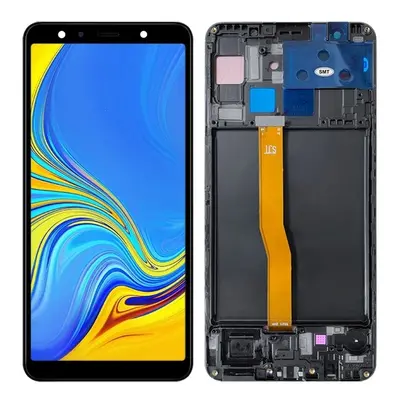 LCD display Samsung A750 Galaxy A7 2018 + dotyk + přední kryt OEM černý