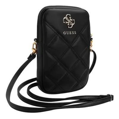 Pouzdro Guess PU Quilted 4G Metal Logo Wallet Phone Bag Zipper Black