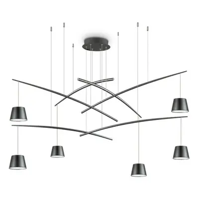 LED Závěsné svítidlo Ideal Lux Fish SP6 nero 196992 černé 160cm