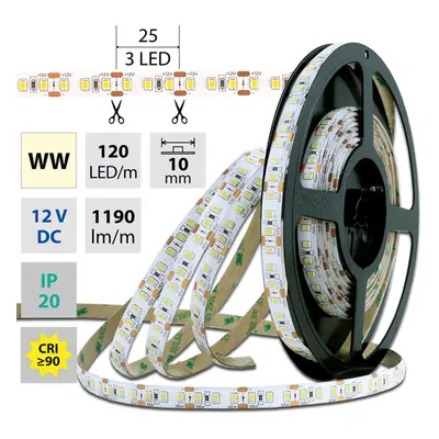 Schmachtl McLED LED pásek SMD2835 teple bílá, DC12V, IP20, 10mm, bílý PCB pásek, 120 led/metr 14