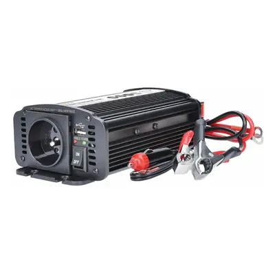 Solight invertor 12V, USB 500mA, kovový, černý, max. zatížení: 300W IN06