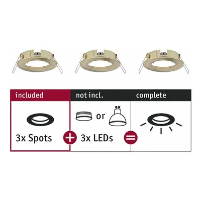 PAULMANN Vestavné svítidlo Choose spot sada 3ks nevýklopné max. 3x10W mosaz kartáčovaná 230V 924