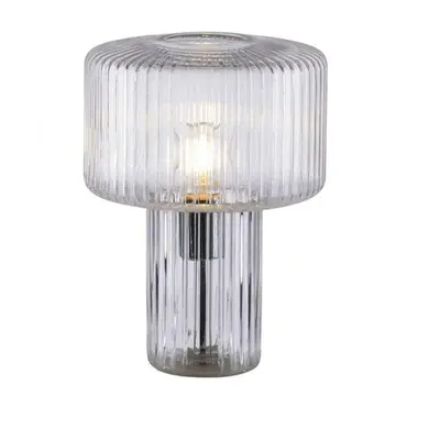 PAUL NEUHAUS stolní lampa transparentní, sklo tvaru houby, pr.25cm, vypínač