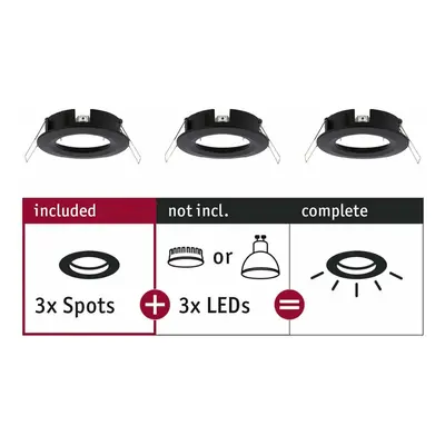 PAULMANN Vestavné svítidlo Choose spot 3ks nevýklopné max. 3x10W černá mat 230V 924.81