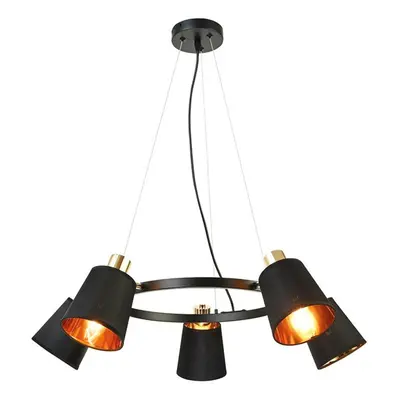 ACA Lighting závěsné svítidlo 5XE14 černý kov + stínítko D73XH100CM NORMA EG215P73BK